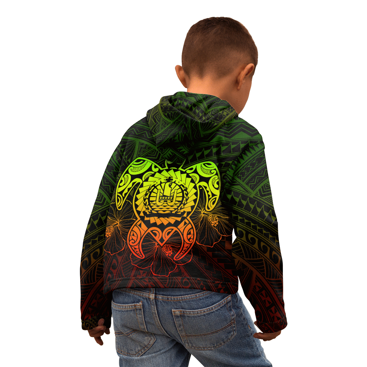 Tahiti Polynesian Zip up Hoodie Vintage Polynesian Turtle (Reggae) - Polynesian Pride