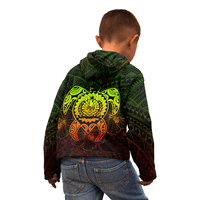 Tahiti Polynesian Zip up Hoodie Vintage Polynesian Turtle (Reggae) - Polynesian Pride