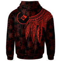 Yap Custom Zip up Hoodie Polynesian Wings (Red) - Polynesian Pride
