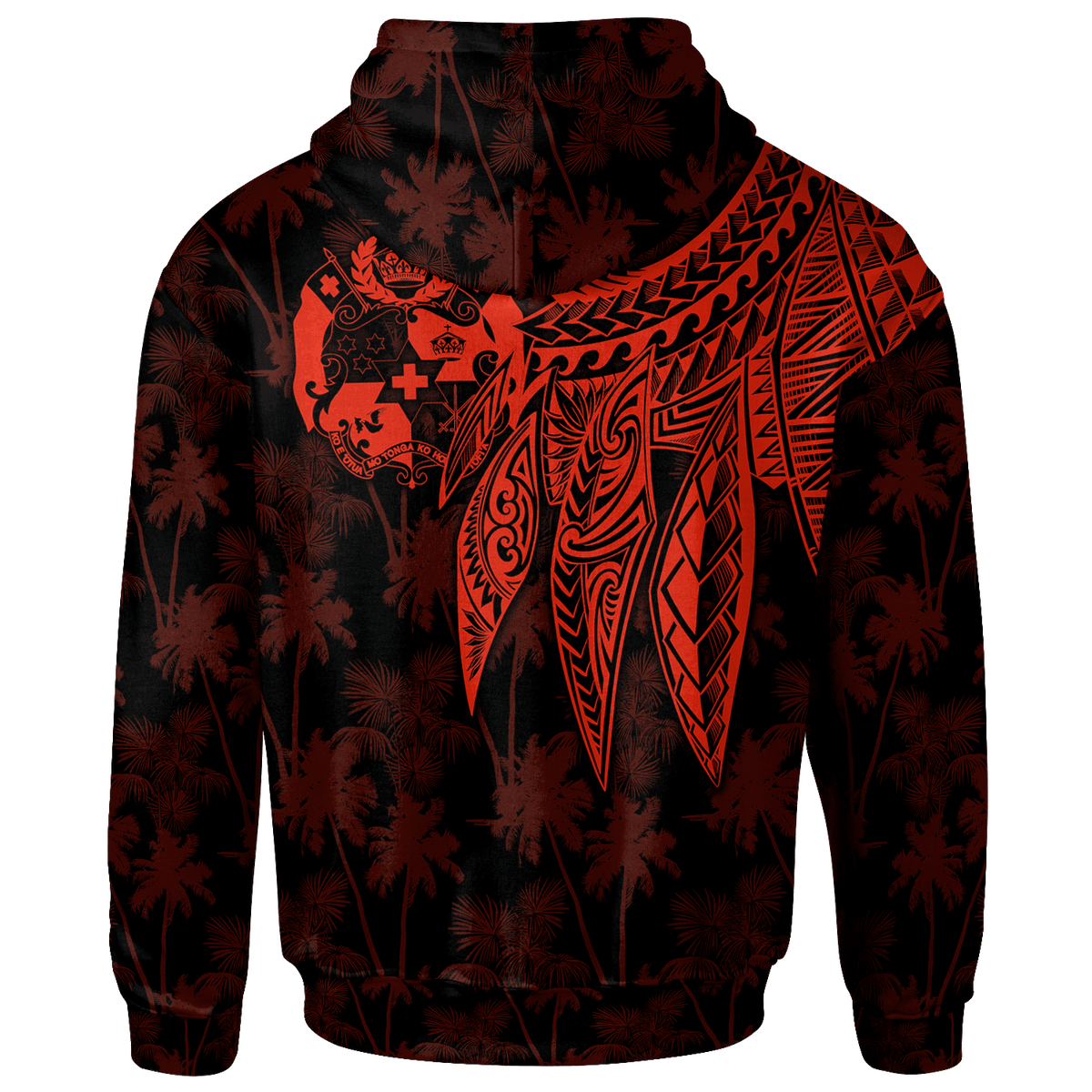 Tonga Hoodie Polynesian Wings (Red) - Polynesian Pride