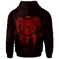 Tahiti Polynesian Zip up Hoodie Vintage Polynesian Turtle (Red) - Polynesian Pride