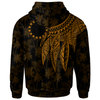 Cook Islands Custom Zip up Hoodie Polynesian Wings (Golden) - Polynesian Pride