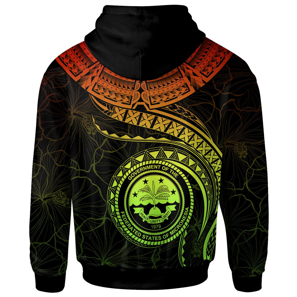 Federated States of Micronesia Polynesian Zip up Hoodie FSM Waves (Reggae) - Polynesian Pride