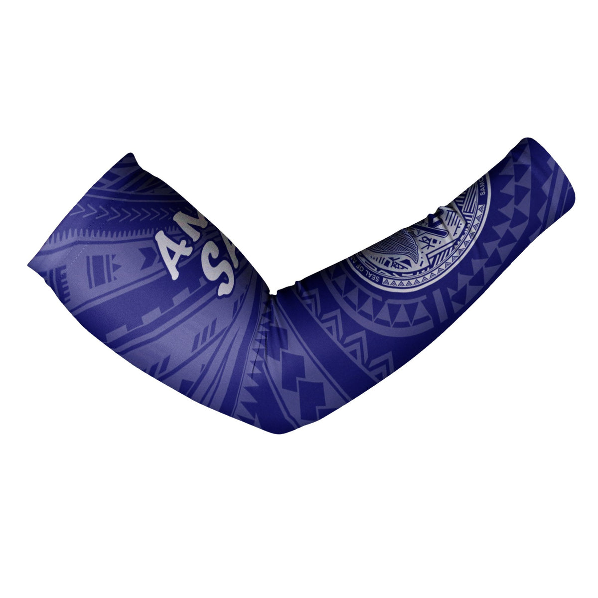 American Samoa Arms Sleeve - Seal In Polynesian Tattoo Style ( Blue) - Polynesian Pride