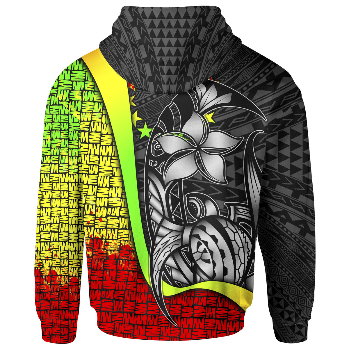 Cook Islands Polynesian Zip up Hoodie Reggae Turtle with Hook - Polynesian Pride