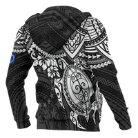 Cook Islands Polynesian Zip up Hoodie White Turtle - Polynesian Pride