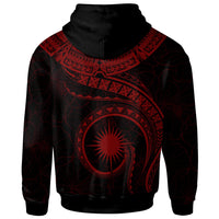 Marshall Islands Polynesian Hoodie Marshall Islands Waves (Red) - Polynesian Pride
