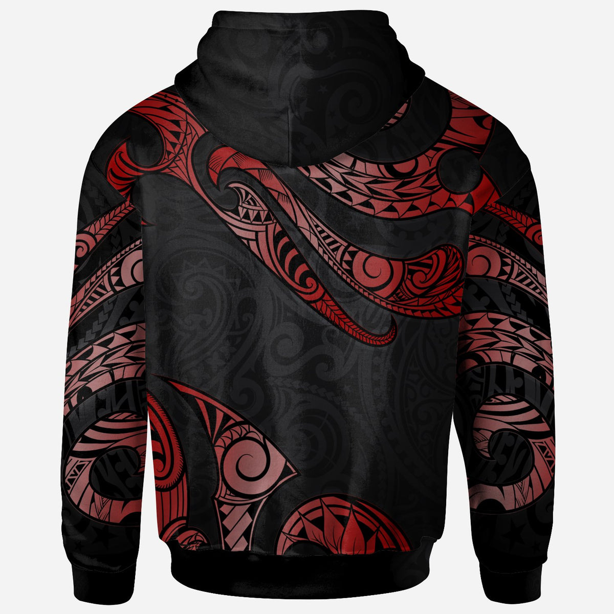 Fiji Polynesian Custom Zip Hoodie Polynesian Tattoo Red Version - Polynesian Pride