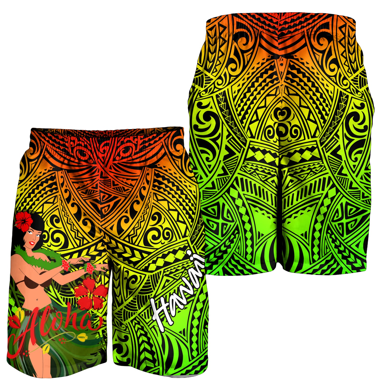 Hawaii Hula Girl Reggae Men Short - LT2 REGGAE - Polynesian Pride