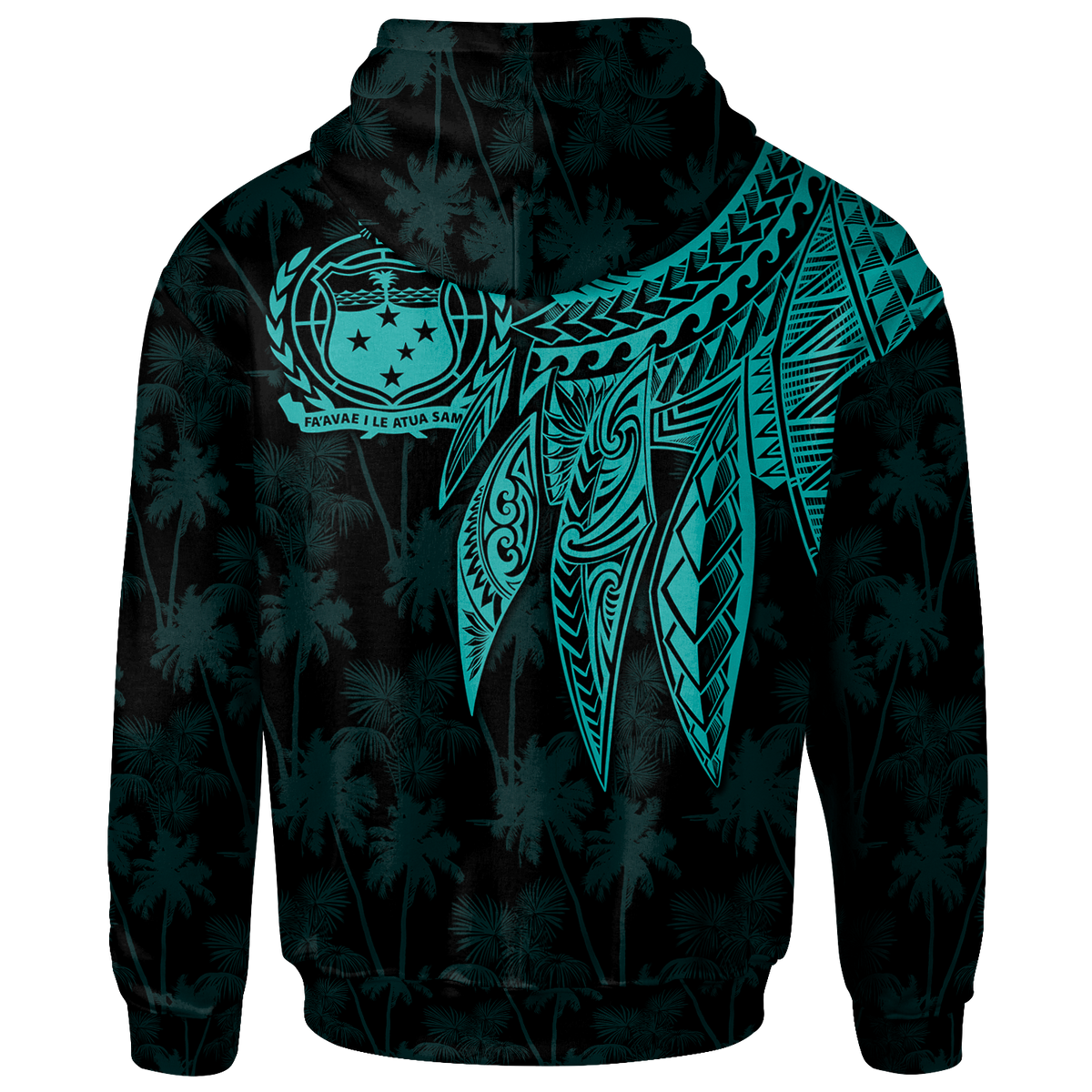 Samoa Hoodie Polynesian Wings (Turquoise) - Polynesian Pride