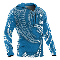 Yap Micronesia ll Over Hoodie Blue Tribal Wave - Polynesian Pride