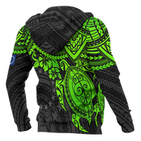 Cook Islands Polynesian Hoodie Green Turtle - Polynesian Pride