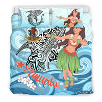 Vanuatu Bedding Set - Polynesian Girls With Shark - Polynesian Pride