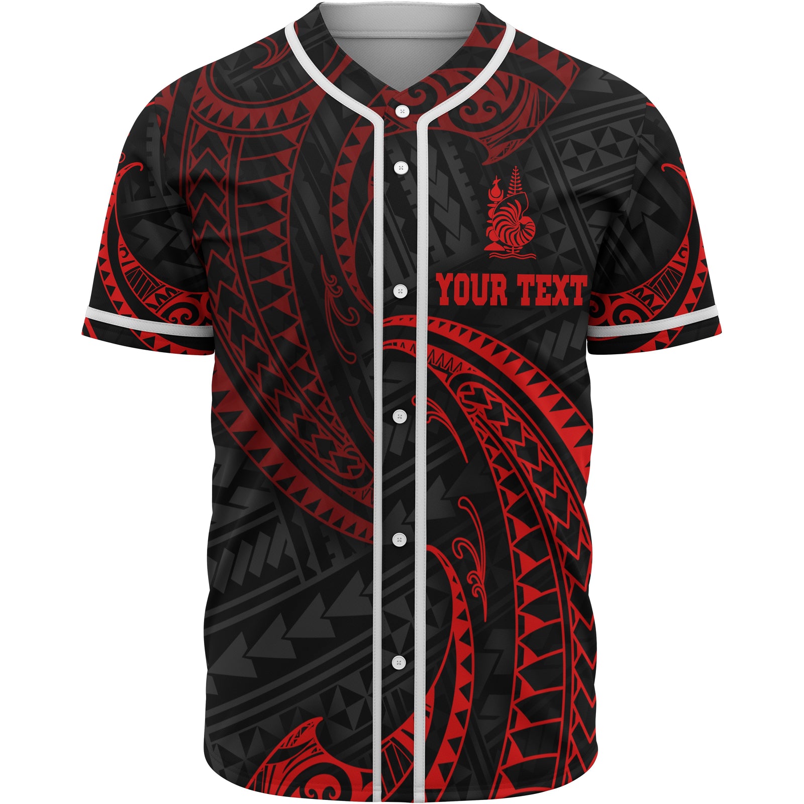 New Caledonia Polynesian Custom Personalised Baseball Shirt - Red Tribal Wave Unisex Red - Polynesian Pride