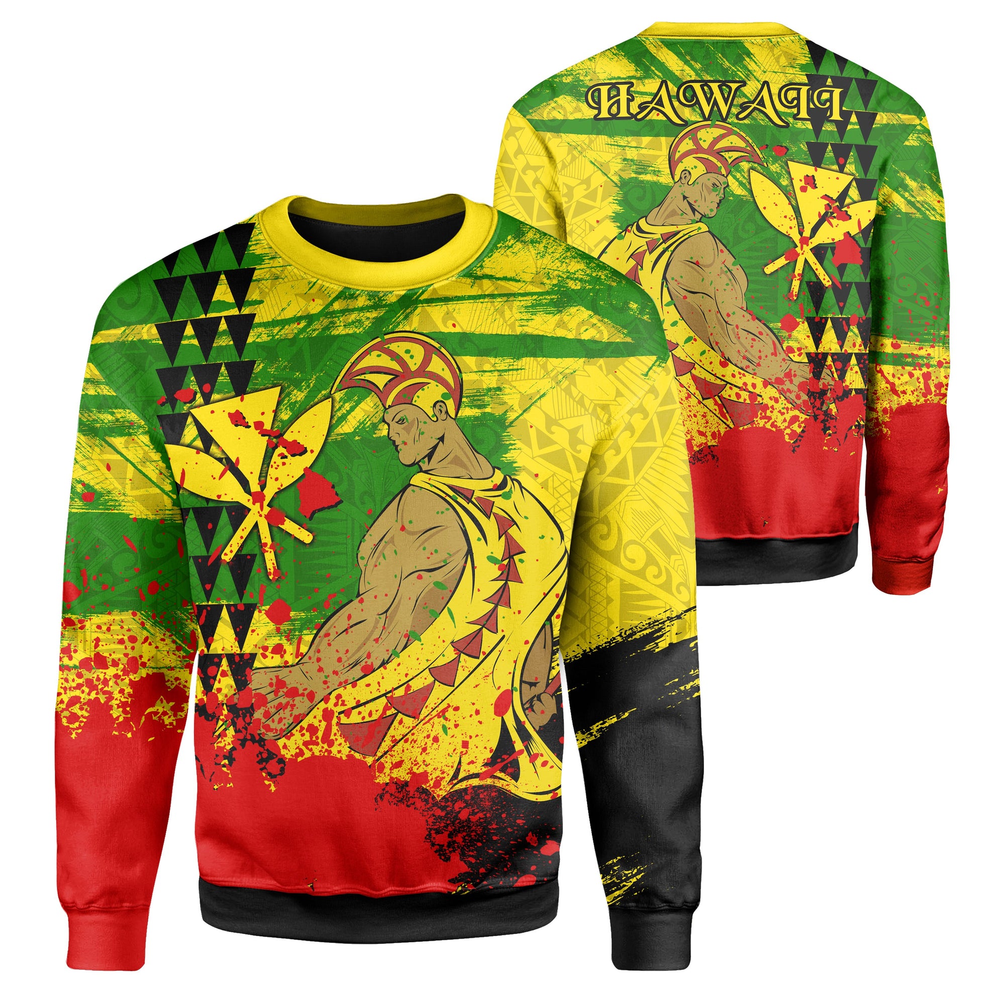 Hawaii Reggae Kanaka Maoli Warrior Spearhead Sweatshirt Unisex Red - Polynesian Pride