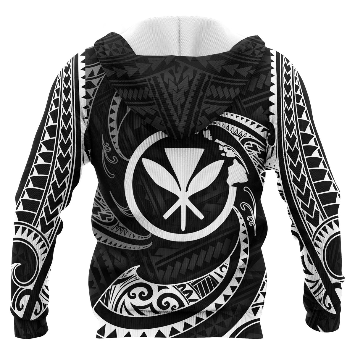 Hawaii Polynesian Zip up Hoodie White Tribal Wave - Polynesian Pride