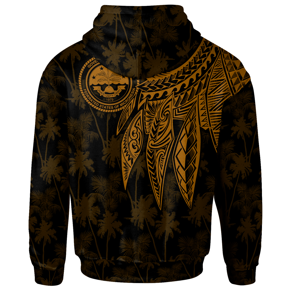 Federated States of Micronesia Zip up Hoodie Polynesian Wings (Golden) - Polynesian Pride