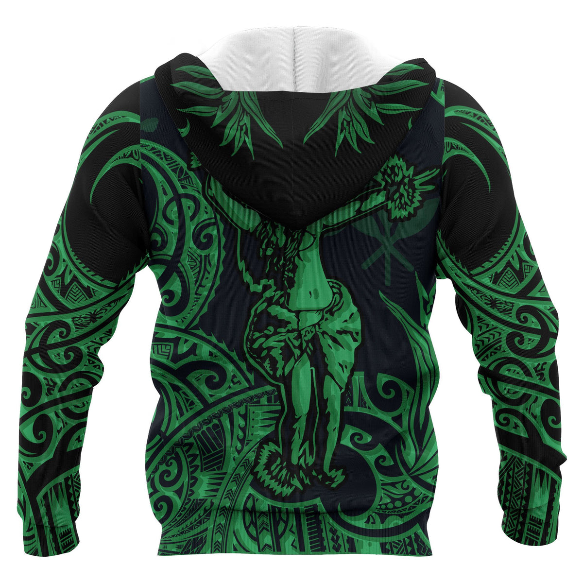 Polynesian Hawaii Zip up Hoodie Hula Girl Green - Polynesian Pride