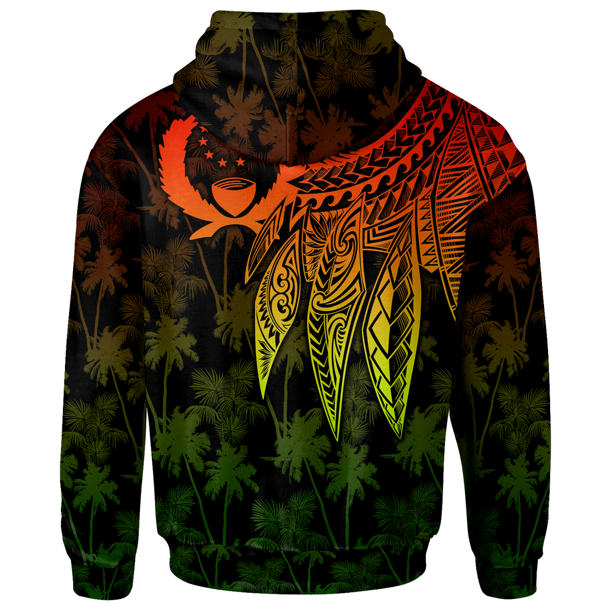 Pohnpei Zip up Hoodie Polynesian Wings (Reggae) - Polynesian Pride
