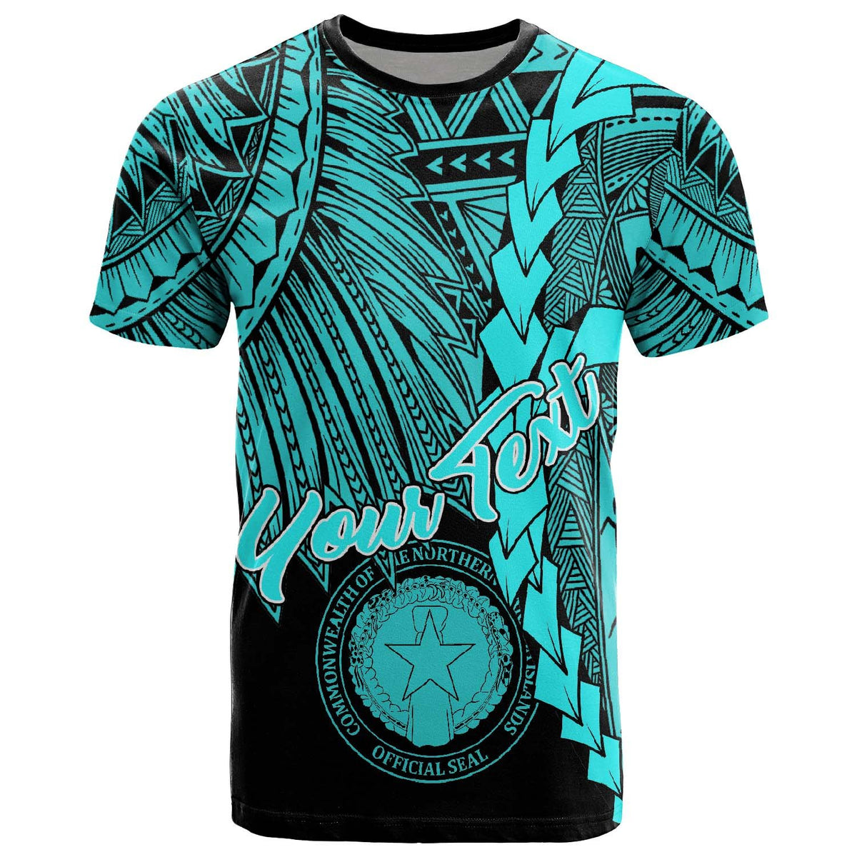 Northern Mariana Islands Polynesian Custom T Shirt Tribal Wave Tattoo Neon Blue Unisex Neon Blue - Polynesian Pride