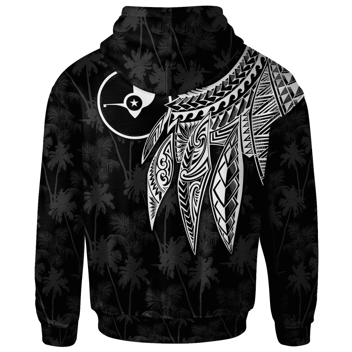 Yap Zip up Hoodie Polynesian Wings (White) - Polynesian Pride