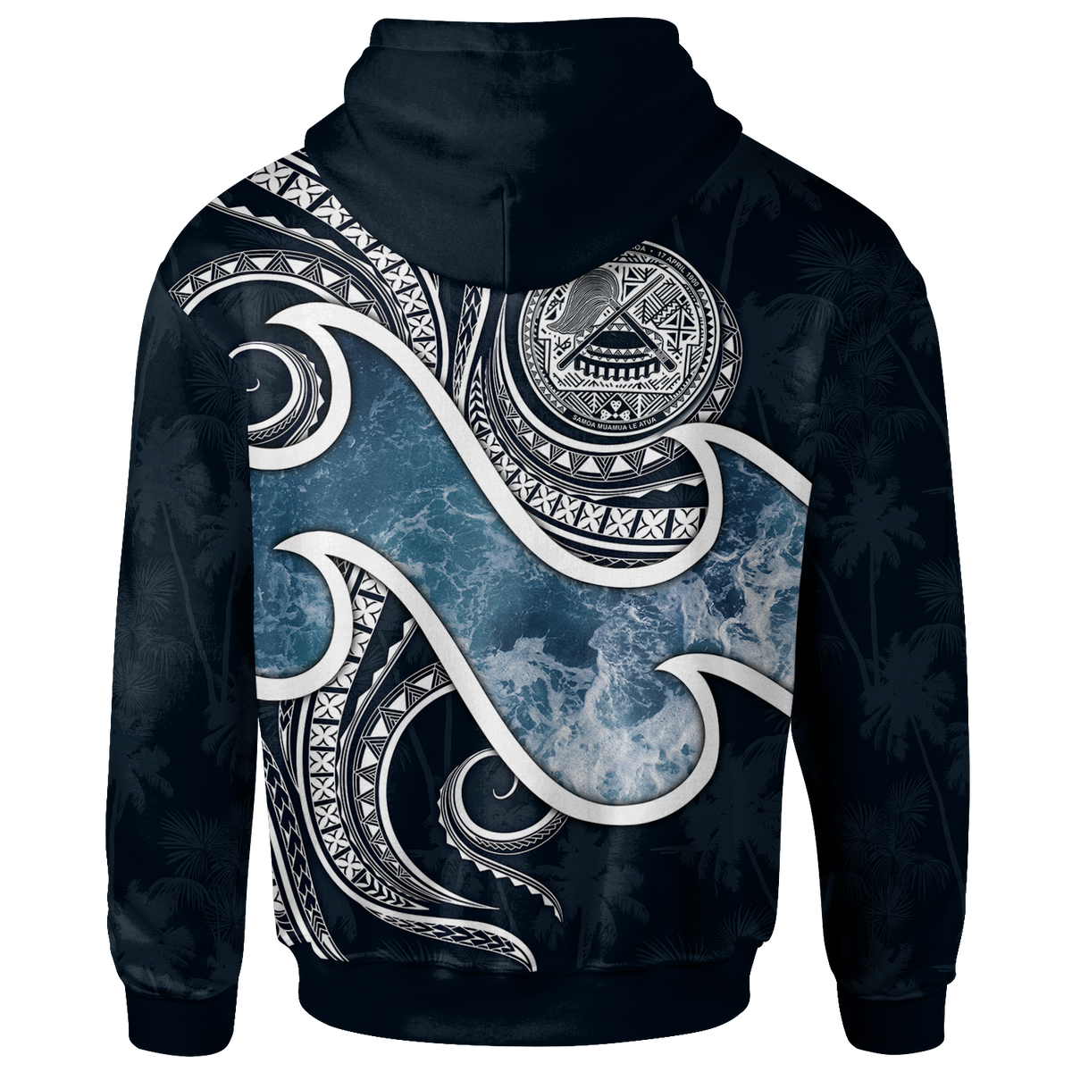 American Samoa Polynesian Hoodie Ocean Style - Polynesian Pride