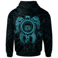 Hawaii Polynesian Custom Hoodie Vintage Polynesian Turtle (Turquoise) - Polynesian Pride