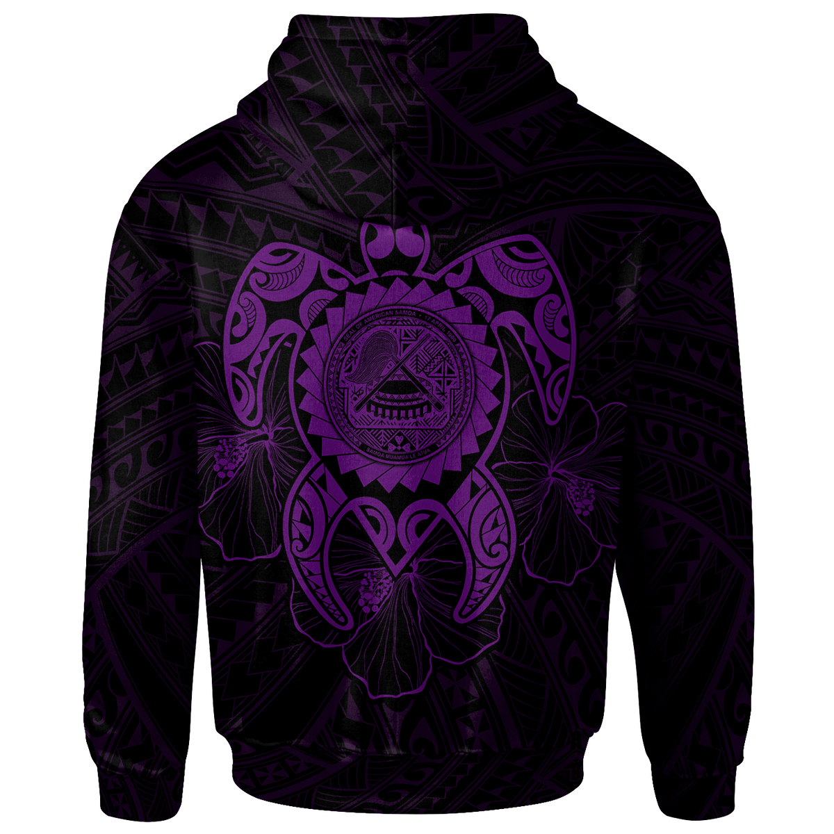 American Samoa Polynesian Custom Hoodie Vintage Polynesian Turtle (Purple) - Polynesian Pride