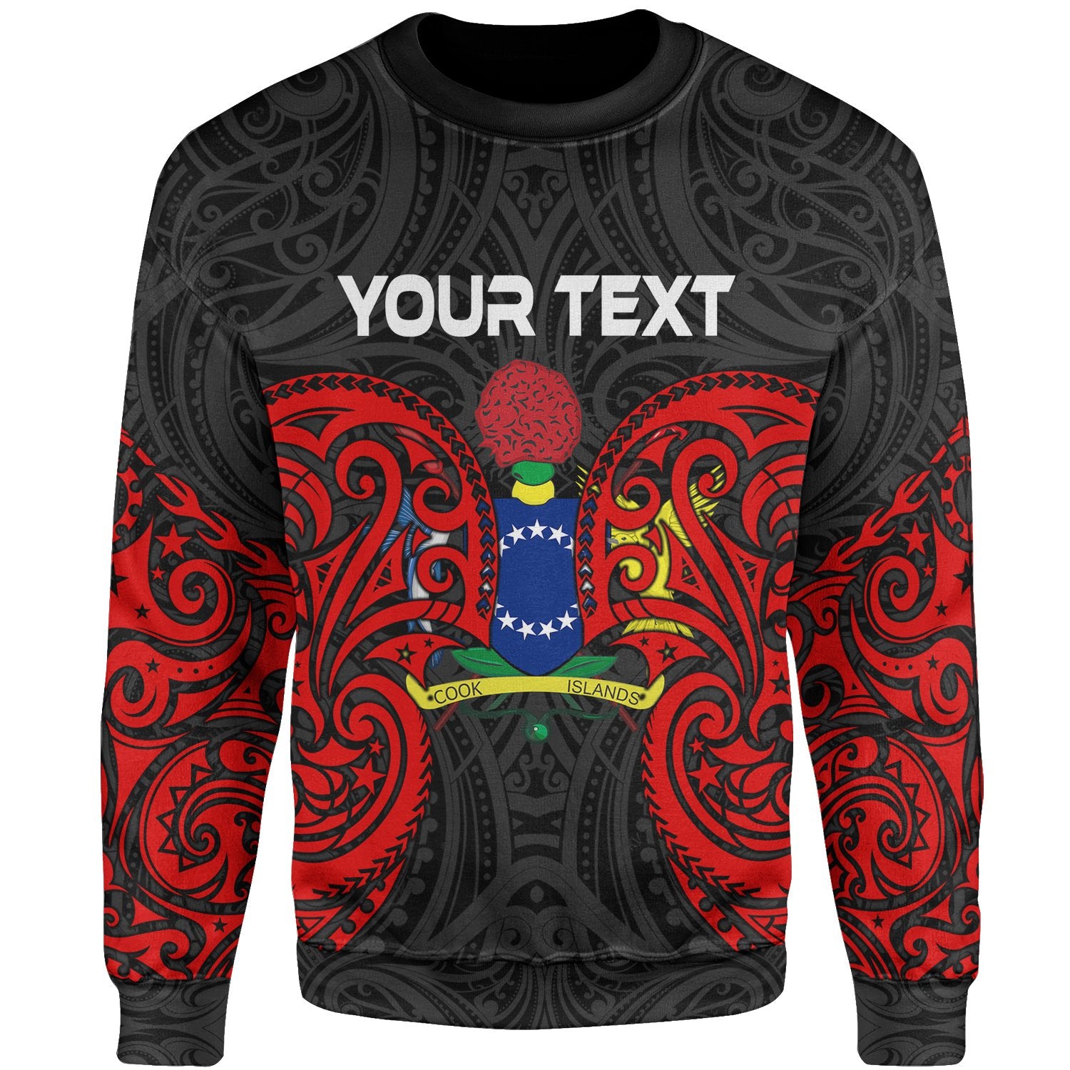 Cook Islands Polynesian Custom Personalised Sweater - Spirit Style Unisex Black - Polynesian Pride
