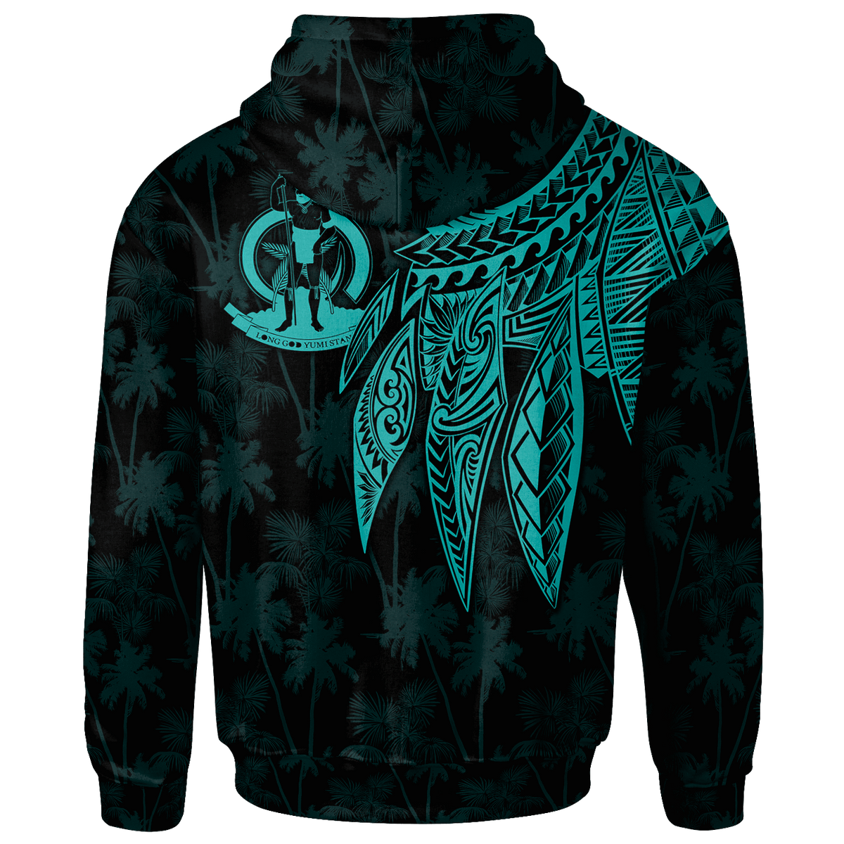 Vanuatu Custom Hoodie Polynesian Wings (Turquoise) - Polynesian Pride