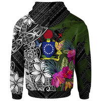 Cook Islands Zip up Hoodie Turtle Plumeria Banana Leaf - Polynesian Pride