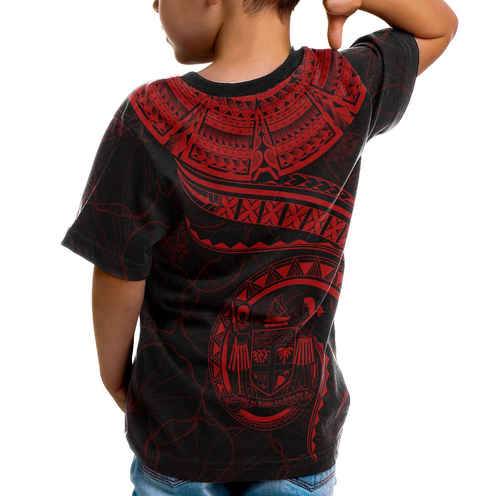 Fiji Polynesian T Shirt Fijian Waves (Red) - Polynesian Pride