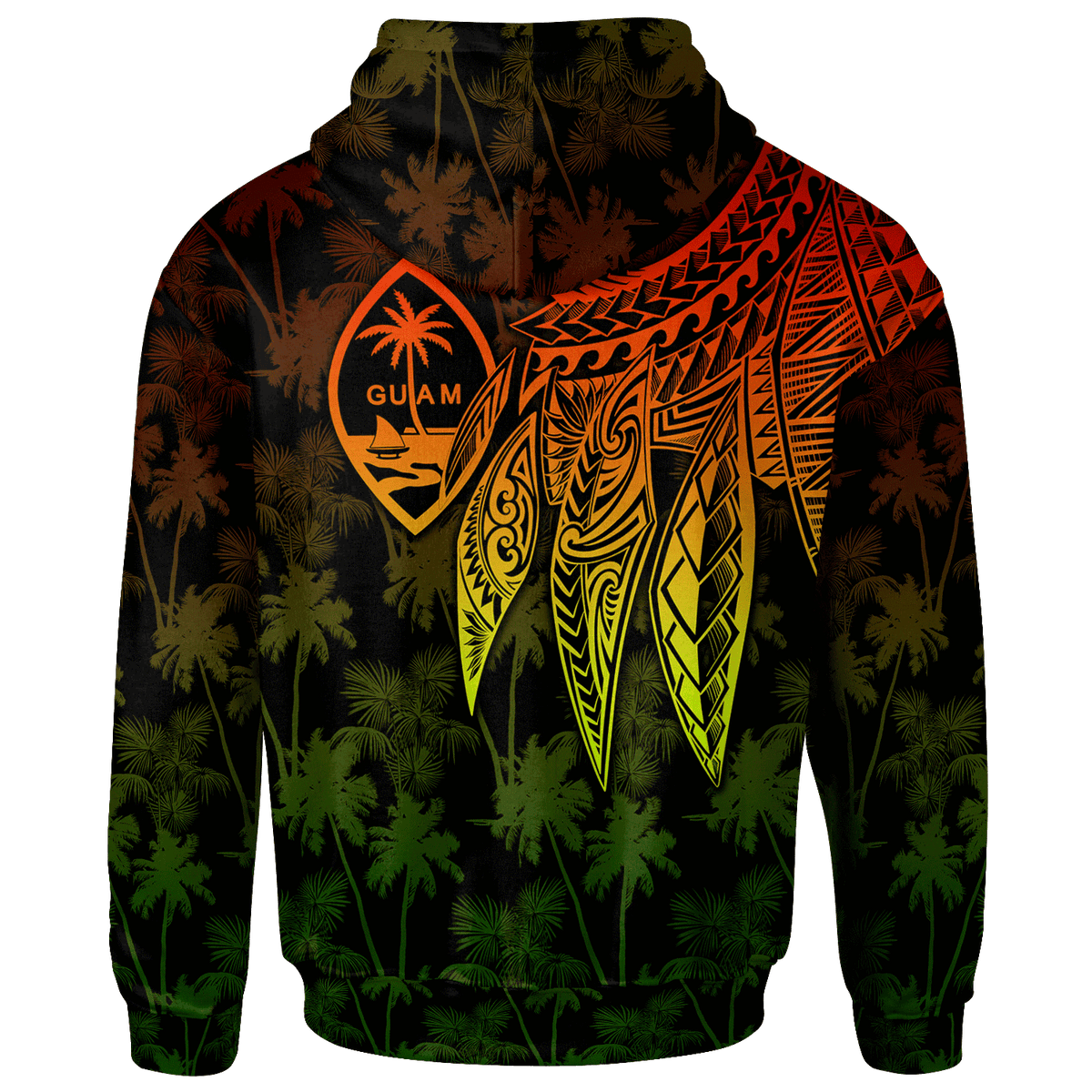 Guam Custom Zip up Hoodie Polynesian Wings (Reggae) - Polynesian Pride