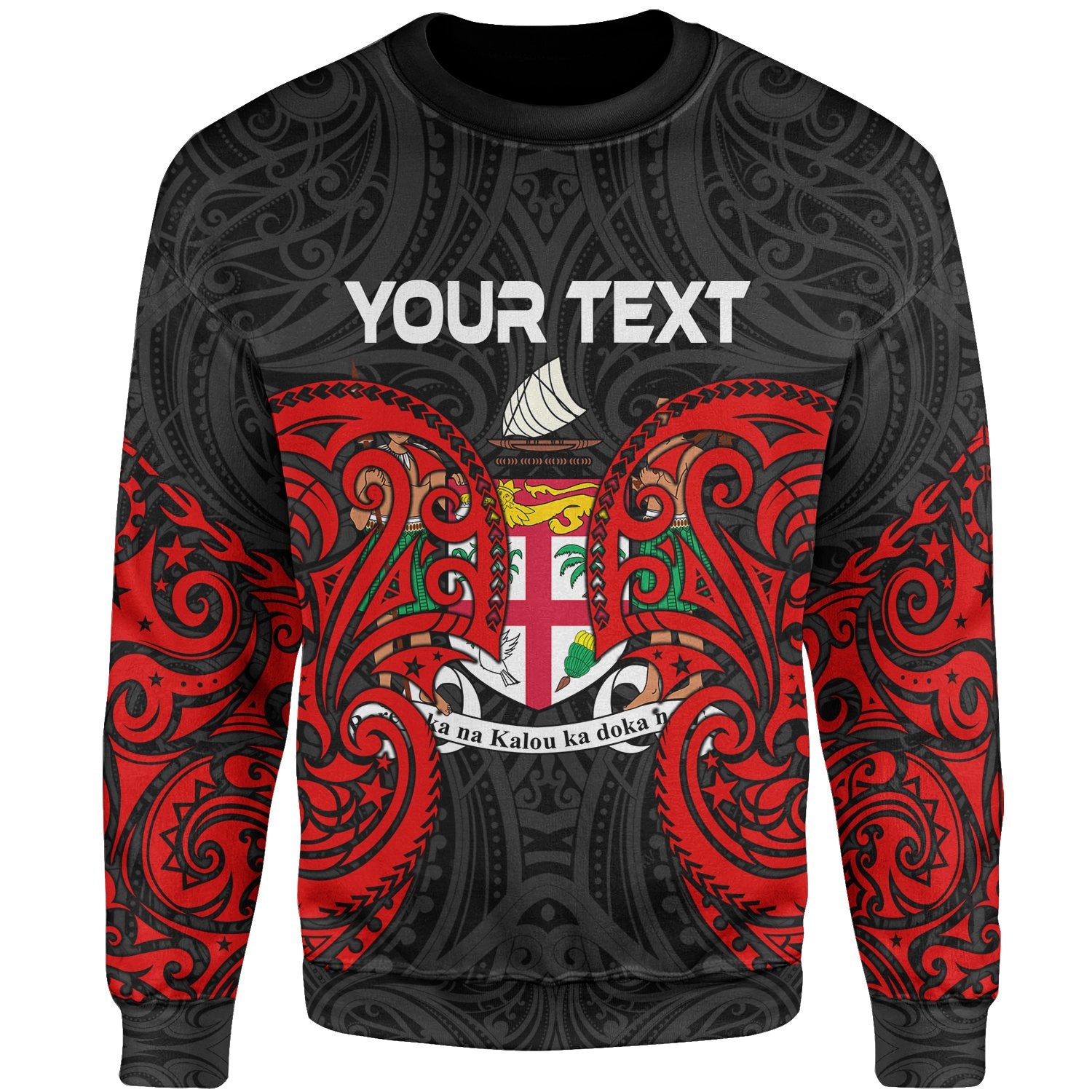 Fiji Polynesian Custom Personalised Sweater - Spirit Style Unisex Black - Polynesian Pride