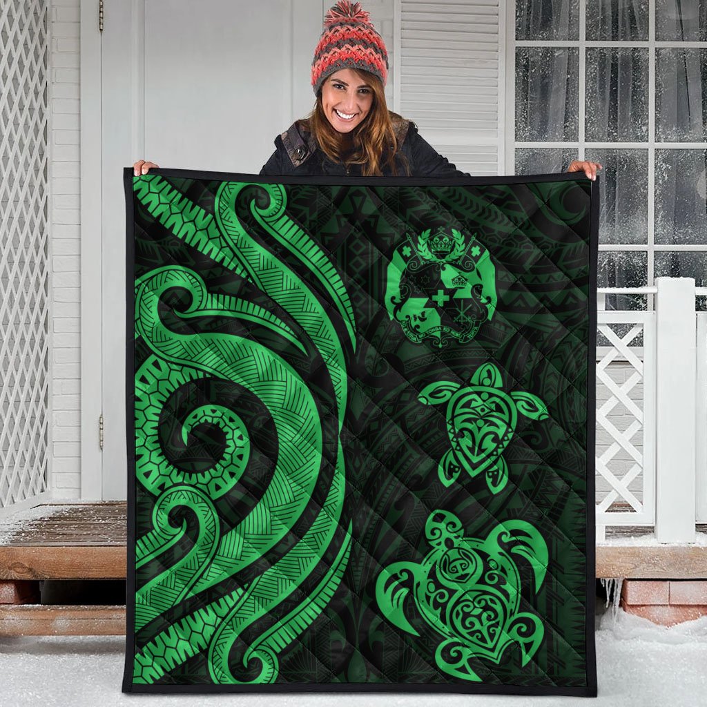Tonga Polynesian Premium Quilt - Green Tentacle Turtle - Polynesian Pride
