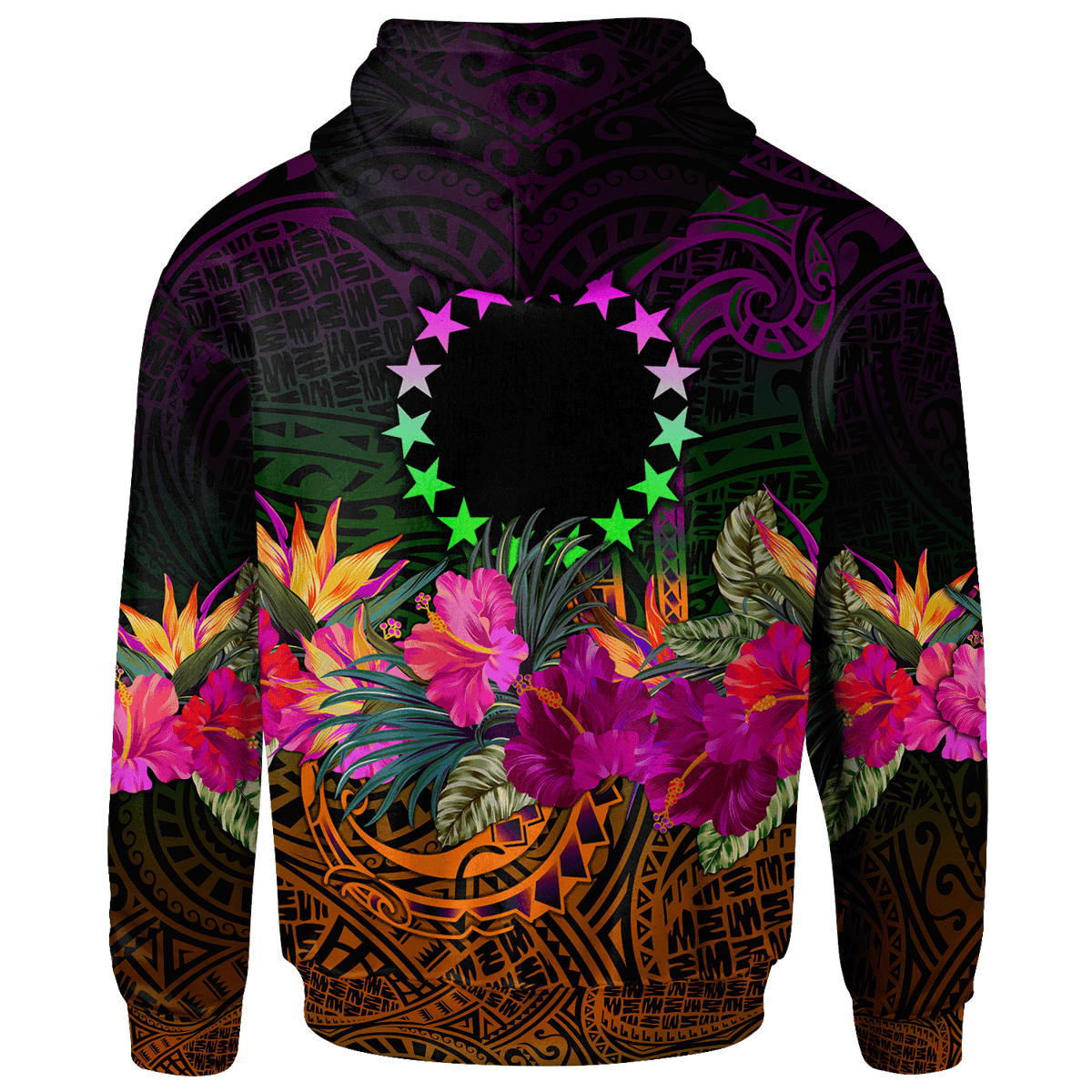 Cook Islands Polynesian Zip up Hoodie Summer Hibiscus - Polynesian Pride