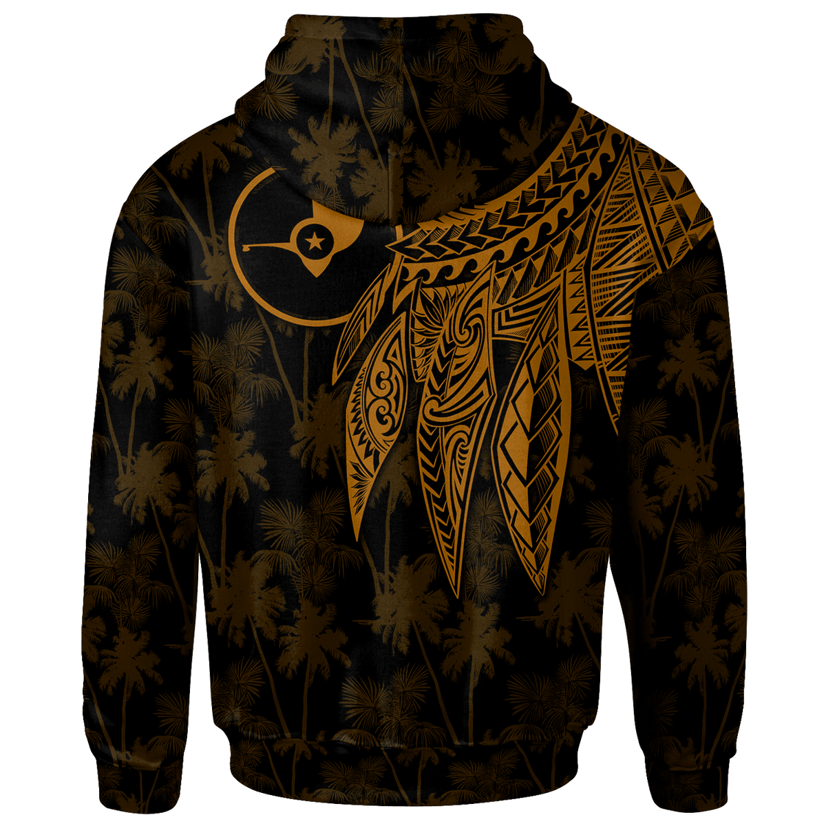 Yap Custom Zip up Hoodie Polynesian Wings (Golden) - Polynesian Pride