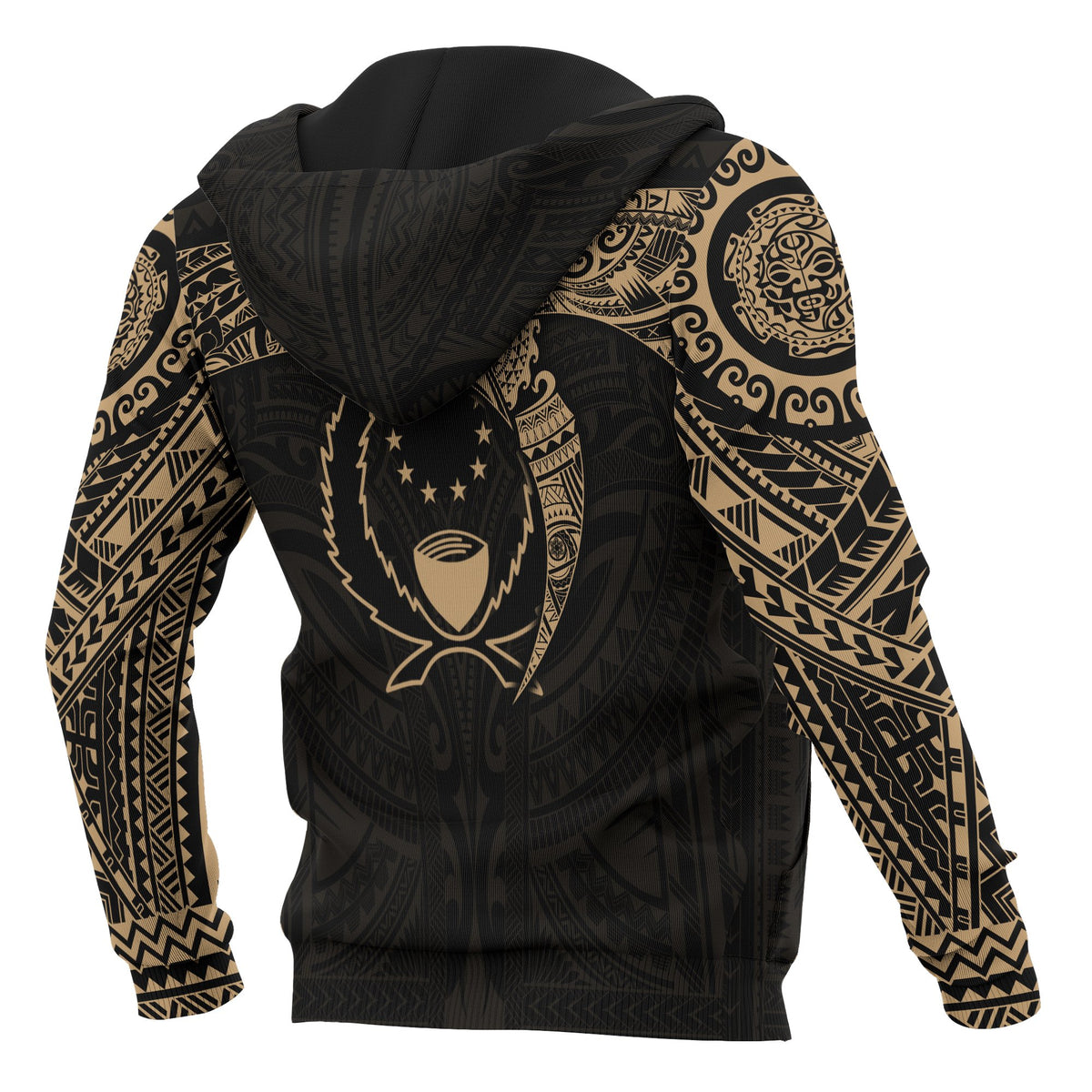 Pohnpei Micronesian Zip up Hoodie Gold Heart Shield - Polynesian Pride