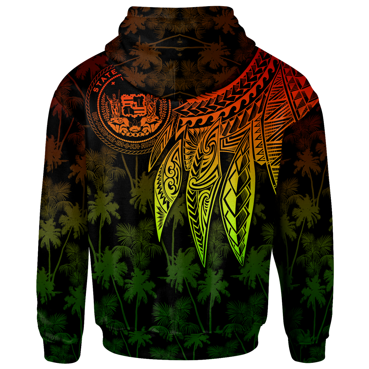 Polynesian Hawaii Custom Zip up Hoodie Polynesian Wings (Reggae) - Polynesian Pride