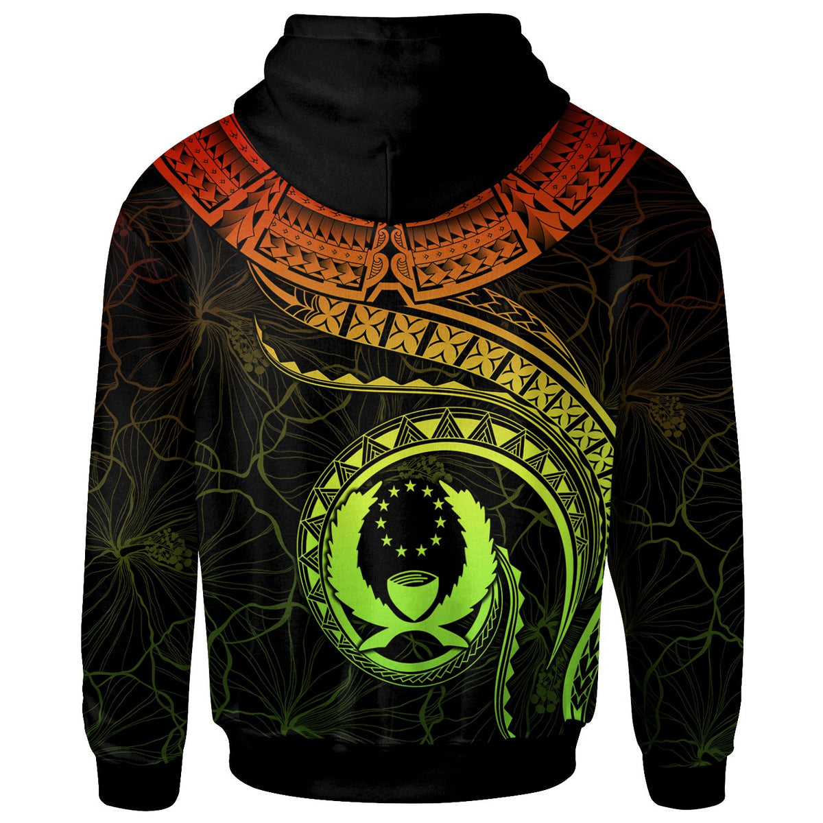 Pohnpei Polynesian Custom Hoodie Pohnpei Waves (Reggae) - Polynesian Pride