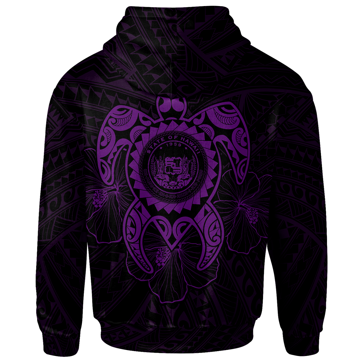 Hawaii Polynesian Hoodie Vintage Polynesian Turtle (Purple) - Polynesian Pride