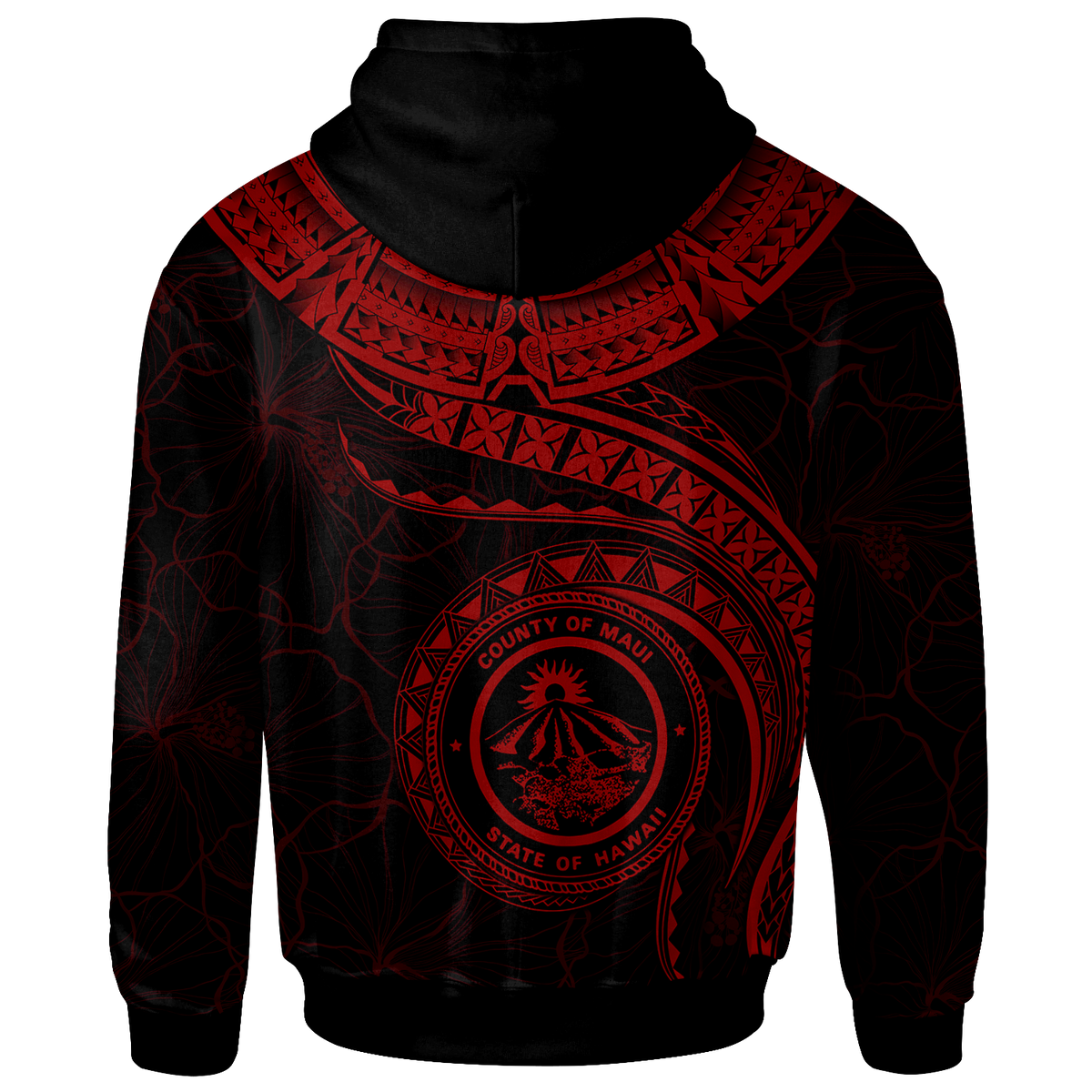 Polynesian Hawaii Custom Hoodie Maui Polynesian Waves (Red) - Polynesian Pride