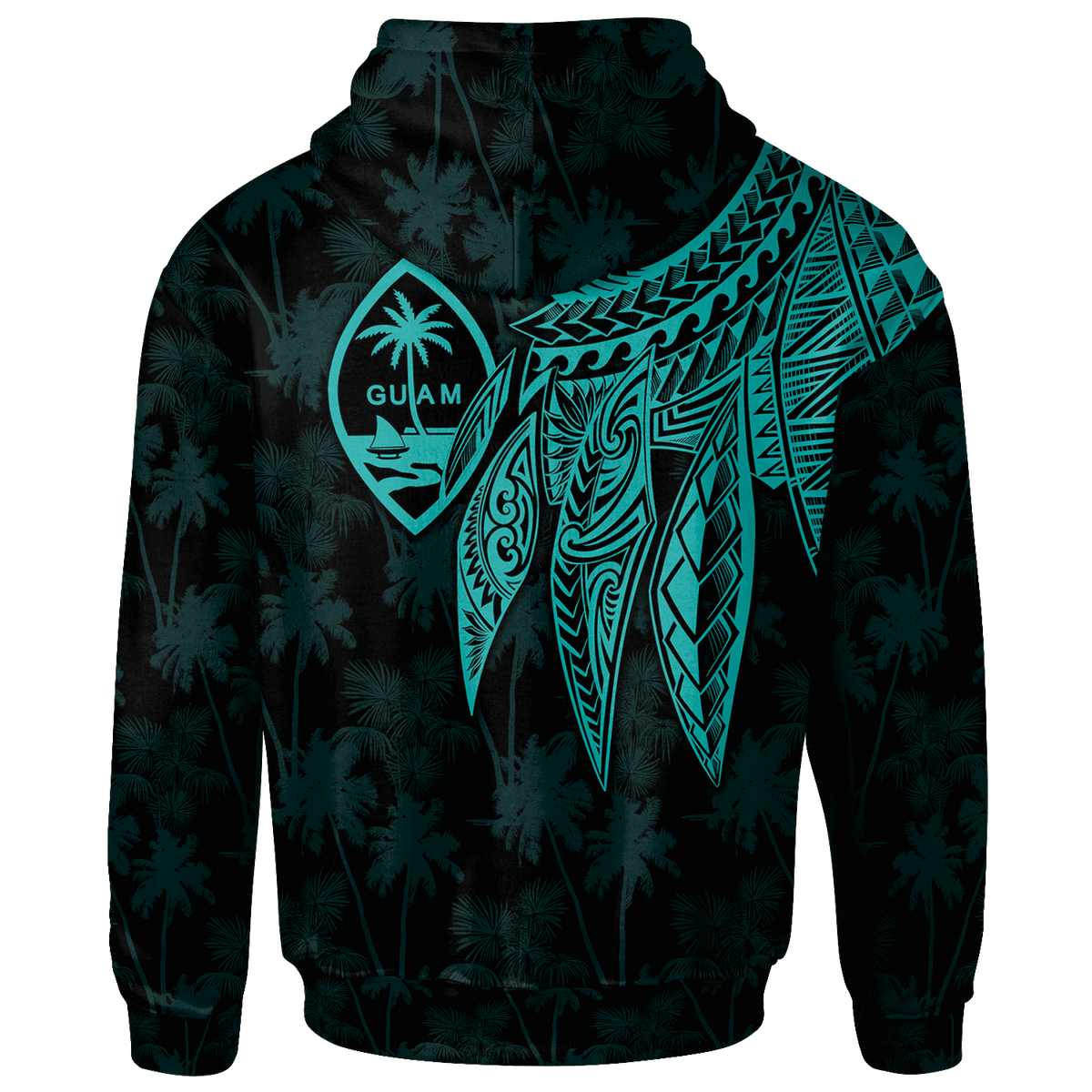Guam Custom Zip up Hoodie Polynesian Wings (TurQuoiSe) - Polynesian Pride