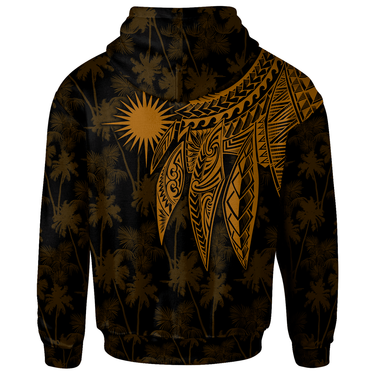 Marshall Islands Custom Zip up Hoodie Polynesian Wings (Golden) - Polynesian Pride