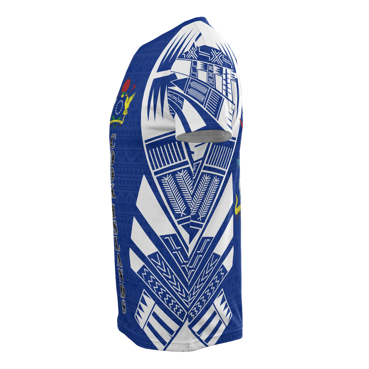 Cook Islands T Shirt Polynesian Coat of Arms Polynesian Tattoo Blue Style - Polynesian Pride