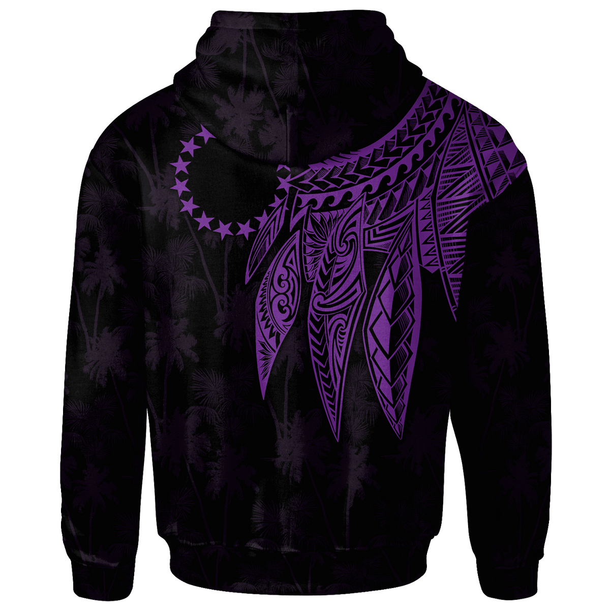 Cook Islands Zip up Hoodie Polynesian Wings (Purple) - Polynesian Pride
