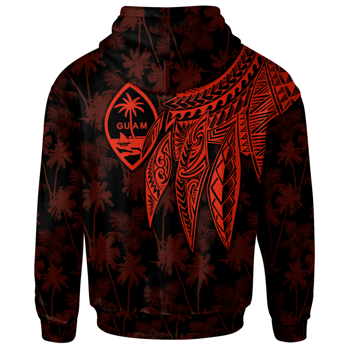 Guam Hoodie Polynesian Wings (Red) - Polynesian Pride