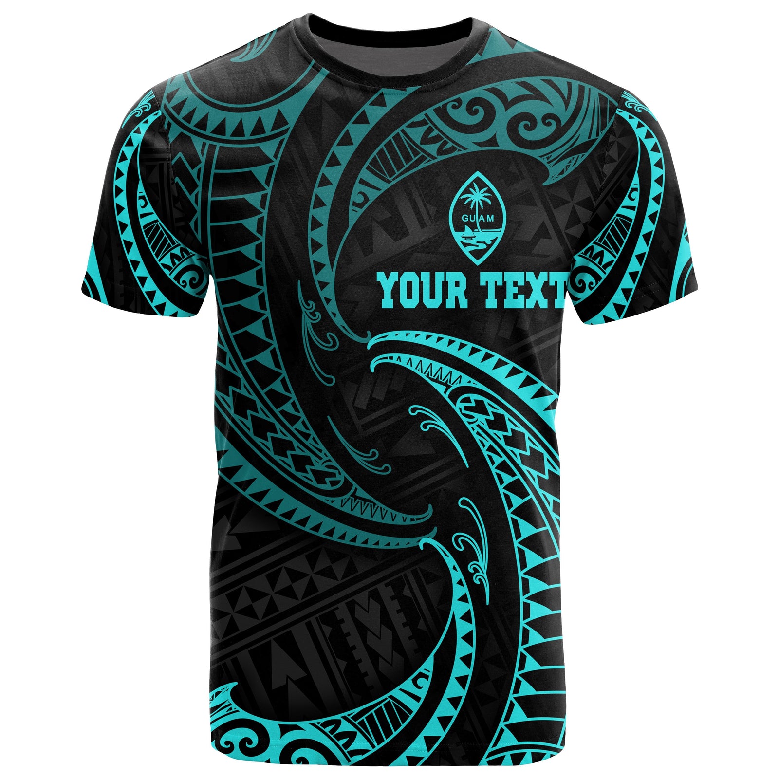 Guam Polynesian Custom T Shirt Neon Blue Tribal Wave Unisex Blue - Polynesian Pride