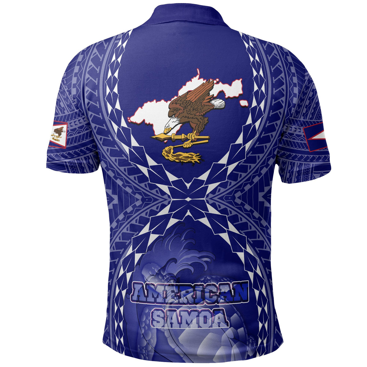 American Samoa Polynesian Polo Shirt American Samoa Flag with Polynesian Tattoo - Polynesian Pride