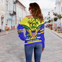 US Virgin Islands Off Shoulder Sweater Egales with Seal LT4 - Polynesian Pride